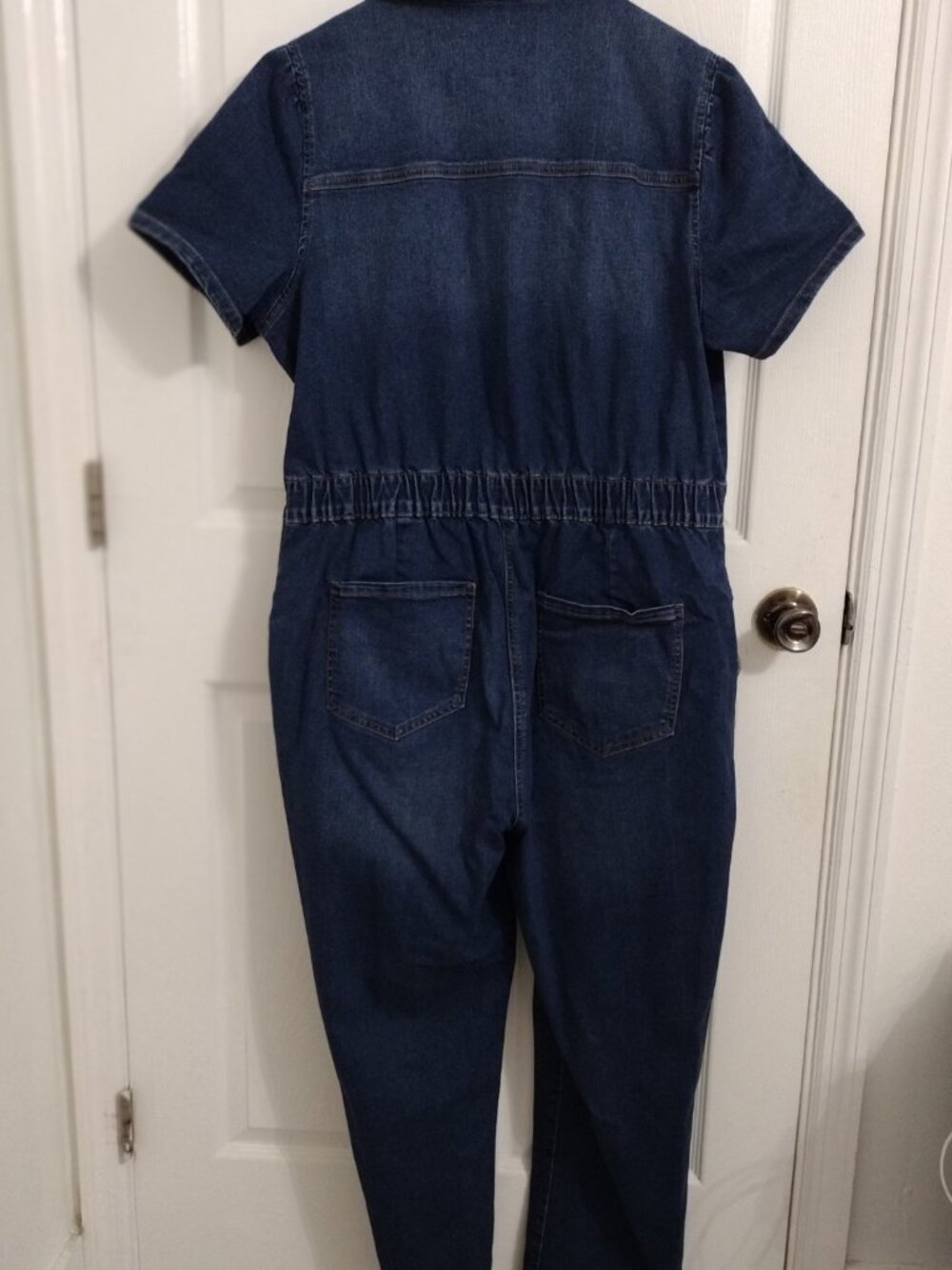 Celebrity Pink Denim Cargo Boilersuit Jumpsuit XXL Stretch Blue One Piece - Picture 5 of 9